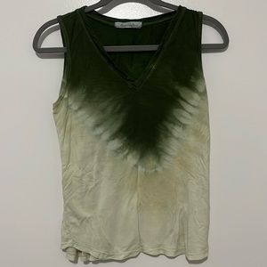 Tie dye green sleeveless v top